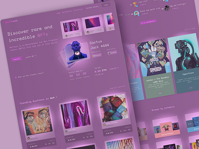 NFT Marketplace Landing Page 3d art collectibles cryptocurrency design digital art drops ethereum explore figma fintech illustration landing page marketplace nft ui ux web3 webpage