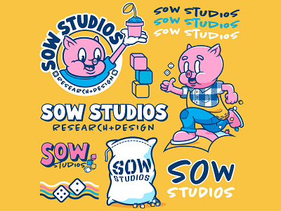 Sow Studios Branding adobe illustrator board game branding cartoon crumby creative flash flash art fonts game pieces illustration kern club logo design pig illustration pig logo seed bag sow sow seed studios vector art vector daily