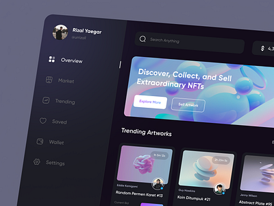 NFT Dashboard Exploration app design art clean crypto cryptocurrency dashboard design digital art ethereum flat illustration landingpage nft simple ui ux web web design