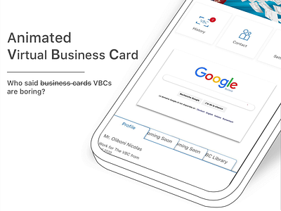 Virtual Business Card - Google Search Like Close Up animated logo animation application branding business card contact sharing flat design gif gif animated google logo mobile design mobile ui motion graphics personal brand profile card profile page save contact share contact virtual business card