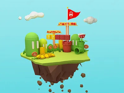 马里奥 c4d design 低多边形