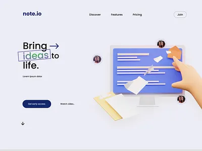 note.io Landing Page design ill illustration interface note ui ux