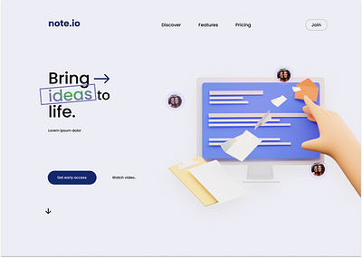 note.io Landing Page design ill illustration interface note ui ux