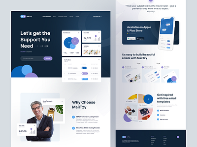 MailTzy - Email Marketing Landing Page chart dashboard email homepage landing page mail market marketing saas stats ui design web web design website