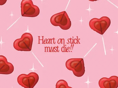 Heart on stick must die !! candy heart lolipop patrick star pink and red procreate spongebob valentines day