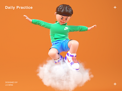 FLY BOY 3d 3d people boy c4d c4d people cloud flight fly fly boy illustration jindowin jump jumping nike people shoes shorts sweater take off trousers