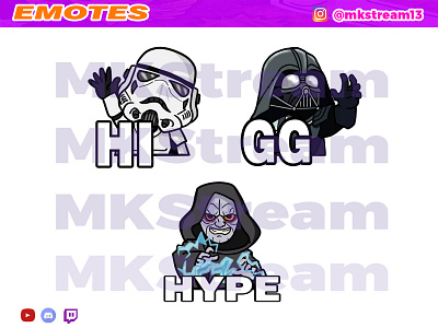 Twitch emotes star wars villain pack animated emotes anime cute darth sidious darth vader design emote emotes gg hype illustration sith star wars starwars stormtrooper sub badge twitch emotes