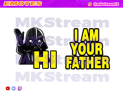 Twitch emotes star wars darth vader pack anakin animated emotes anime cute darth vader design emote emotes father gg hi hype illustration sith star wars starwars sub badge twitch emotes waving