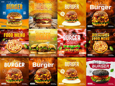 Special Fast Food social media and instagram banner design advertising banner design branding burger delicious food design facebook post fast food ad graphic design instagram post pizza promotional banner restaurant square banner