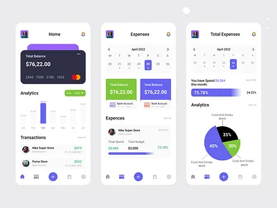 Expense Tracker UI Design 3d app app design branding design fintech icon illustration logo motion graphics saas typography ui ui design ui kit ux vector