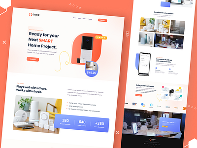 Smart Home Automation Website alarm camera home automation home management home security camera home tech landing page lighting security camera smart home smart home automation smart security smart technology surveillance ui design ux design video surveillance web design website