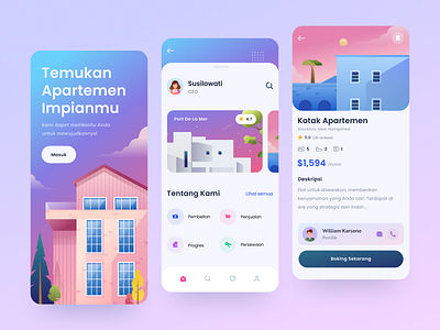 Real Estate App Exploration app appartment color flat gradient house illustration mobile mobile app property real estate rent ui ux villa