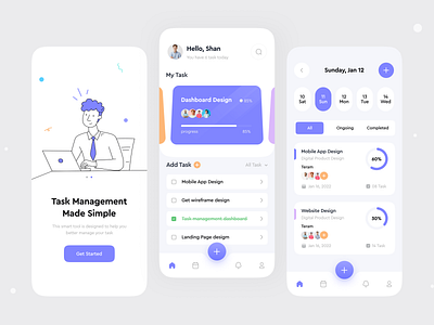 Task Management Mobile App app app design calender clean design daily routine dashboard app ios management app mobile app product design project project management reminder app task task app task management task manager to do app uiux user interface