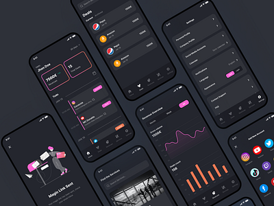 Deal App app dark mode app design deal app design fintech app ui minimal app ui uiux ux