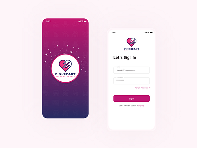 Pinkheart - Splash & Login Screen app app desig behance branding design dribbble graphic design illustration login logo marriage app matrimonial app screen shots software design splash typography ui ux vector