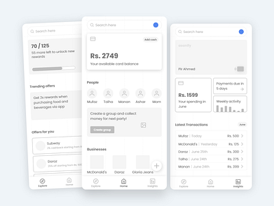 Fintech App Exploration appdesign design designinspiration fintech productdesign social ui userexperience userinterfacedesign ux uxdesigner wireframe