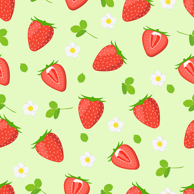 Cartoon strawberry seamless pattern. Vector background of fresh fabric