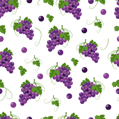 pattern Grapes. Cartoon grapes seamless pattern. Vector backgrou harvest