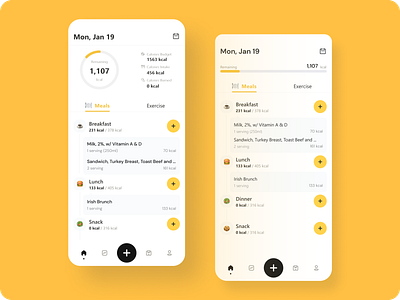 Calories Tracking App design ui ux