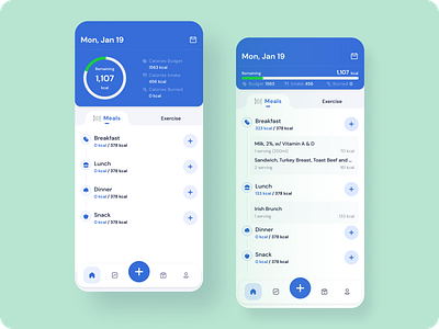 Calories Tracking App ui ux