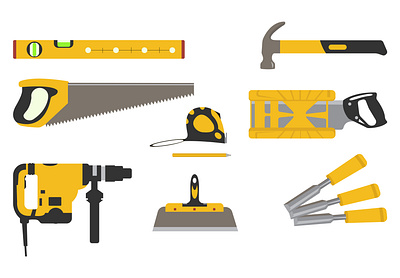 construction tools vector elements. Repair worker tools set tool