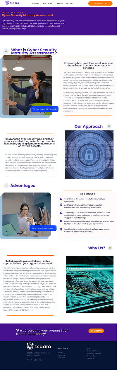 One of the services page designed for Tsaaro ui web design