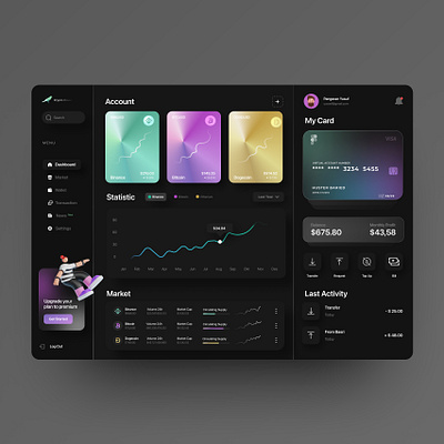 Crypto Dashboard - Dark Version bitcoin card coin credit crypto crypto dashboard crypto design crypto night version dark dark version dashboard dashboard dark version dashboard night version debit etherium finance landing page nft night version ui dashboard
