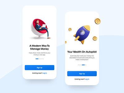 Chipn: FinTech App 3d 3d illustration app banking finance fintech log in minimal onboarding sign up ui ux