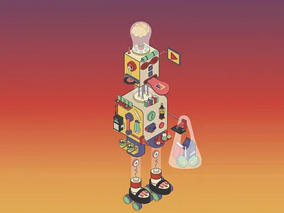 Robot 3d art art background character collection cyborg design details futuristic illustration isometric kiev machine mechanical robot robotic sity toy vector vintage