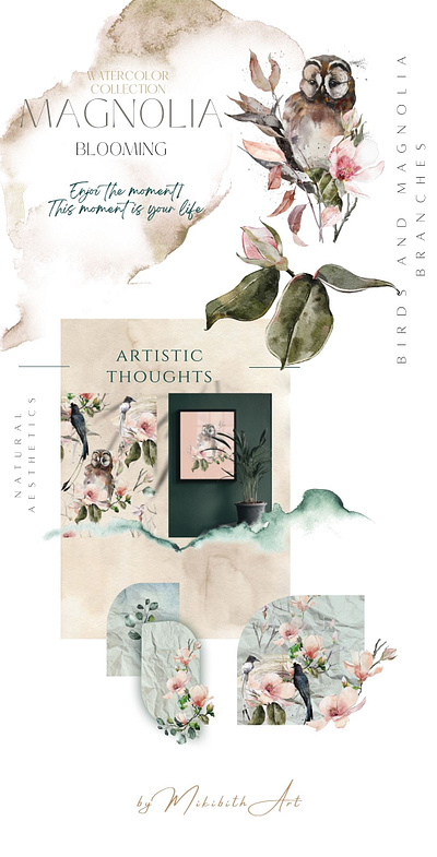 Magnolia blooming collection design dr graphic design illustration