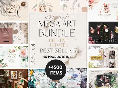 MEGA ART FLORAL BUNDLE branding design graphic design ill illustration logo