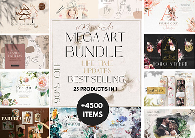 MEGA ART FLORAL BUNDLE branding design graphic design ill illustration logo