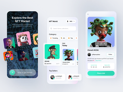 NFT App Design amazing app crypto design nft nft app nft art trend ui ui design uiux ux uxdesign