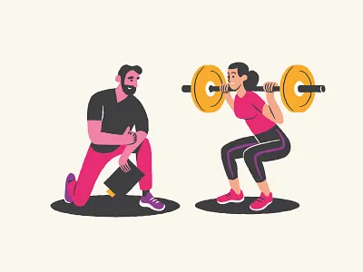 PT barbell character exercise illustration personal trainer pt training weights
