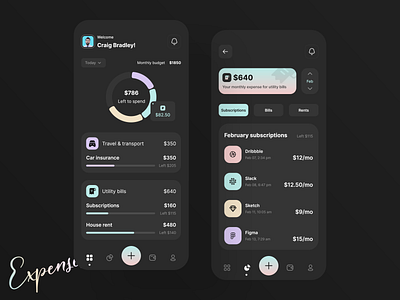 Expense Tracker App app design bank app budget concept cost design expense app expenses finance income ios modern money money app spending track ui uiux uiuxdesign wallet