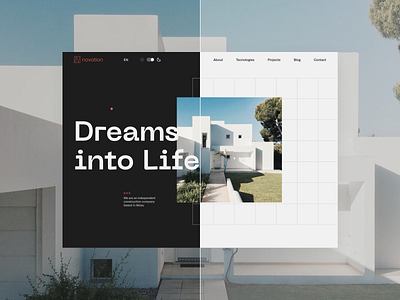 Novation company start page design flat ui web