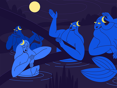 Mermaid songs #1 art bodypositive character character design design girl illustration lake mermaids moon moonlight night pont selflove sirena sirene sireneformose songs vector