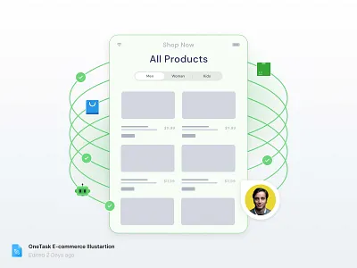 🛍 OneTask E-commerce Illustration android basket buy now cart clean delivery ecommerce ecommerce shop icon illustration ios marketplace minimal online store shop shopify shopping shopping cart store storefront