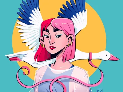 pink goose digital art digitalart drawing illustration painting procreate procreateapp