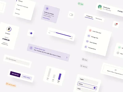 UI Components | Light app bank chart components design desktop elements finance fintech library menu merchant money navigation payment saas system tabs tags web
