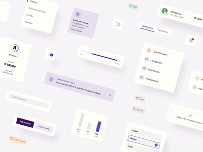 UI Components | Light app bank chart components design desktop elements finance fintech library menu merchant money navigation payment saas system tabs tags web