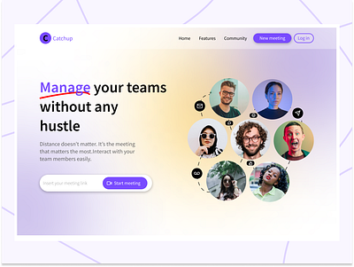 Landing Page Design for team management Website landing page ui ux design web app design web design