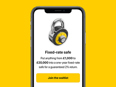 Tally fixed-rate safe app page app currency design digital digital bank fixed rate gold iphone lock mobile money padlock savings savings account tally yellow