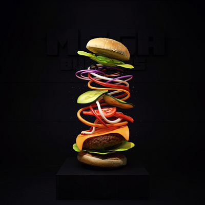 Burger 3d animation art artwork blender branding burger color design flat food graphic design illustration logo menu motion graphics