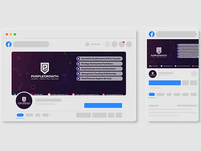 PurpleGrowth: Facebook Cover Redesign 2022 (Light Mode) coaching consulting online learning redesign social media cover south africa
