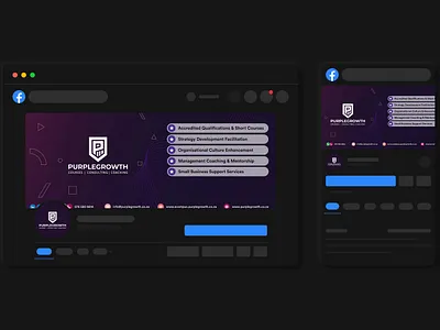 PurpleGrowth: Facebook Cover Redesign 2022 (Dark Mode) branding coaching consulting design redesign social media cover