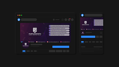 PurpleGrowth: Facebook Cover Redesign 2022 (Dark Mode) branding coaching consulting design redesign social media cover