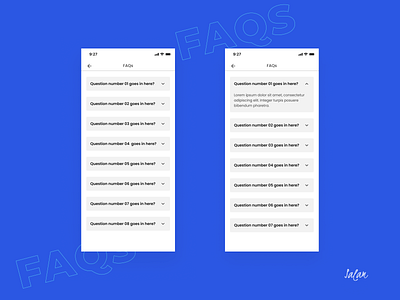 FAQs screen concept 1. design mobile app