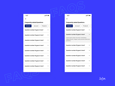 FAQs screen concept 2 design mobile app