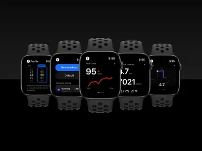 Fitness Tracking Watch Application Concept UI apple application dark darkmode fitness tracking ui watch watchos wearable wearos workout